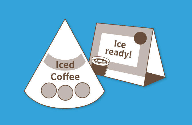 アイスコーヒーの作り方「氷あります」ミニ看板