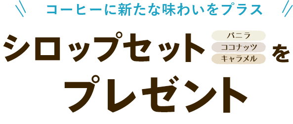 \コーヒーに新たな味わいをプラス/シロップセット バニラ ココナッツ キャラメル をプレゼント
