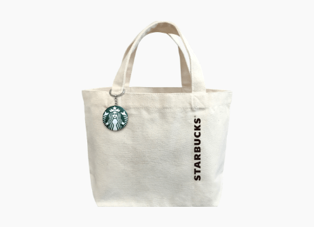 スターバックス ロゴ缶キーホルダー付きミニトートバッグ