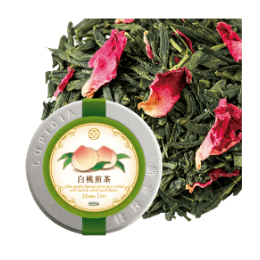 白桃煎茶50g イラストラベル缶入 白桃煎茶50g イラストラベル缶入
