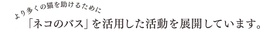 「ネコのバス」を活用した活動を展開しています。